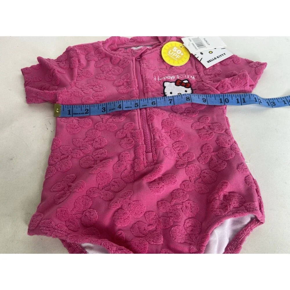 Hello Kitty Pink One Piece Rash Guard Lined Swimsuit Swimwear Girls Size 4T